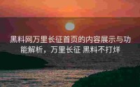 黑料网万里长征首页的内容展示与功能解析，万里长征 黑料不打烊