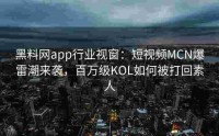 黑料网app行业视窗：短视频MCN爆雷潮来袭，百万级KOL如何被打回素人